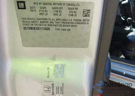 2014 Chevrolet Impala Limited Lt from USA, damaged, VIN 2G1WB5E35E1114228